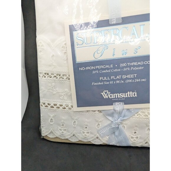 Vintage Wamsutta Supercale Plus 200 Thread Count Percale Full Flat Sheet WHITE - Picture 7 of 15
